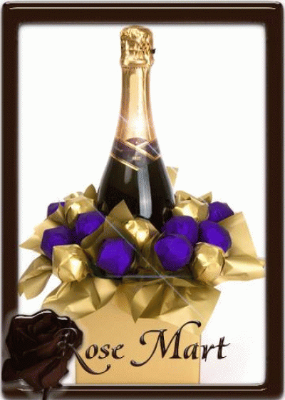 Букет - подарък от шампанско и шоколадови трюфели 15 бр Royal Gold